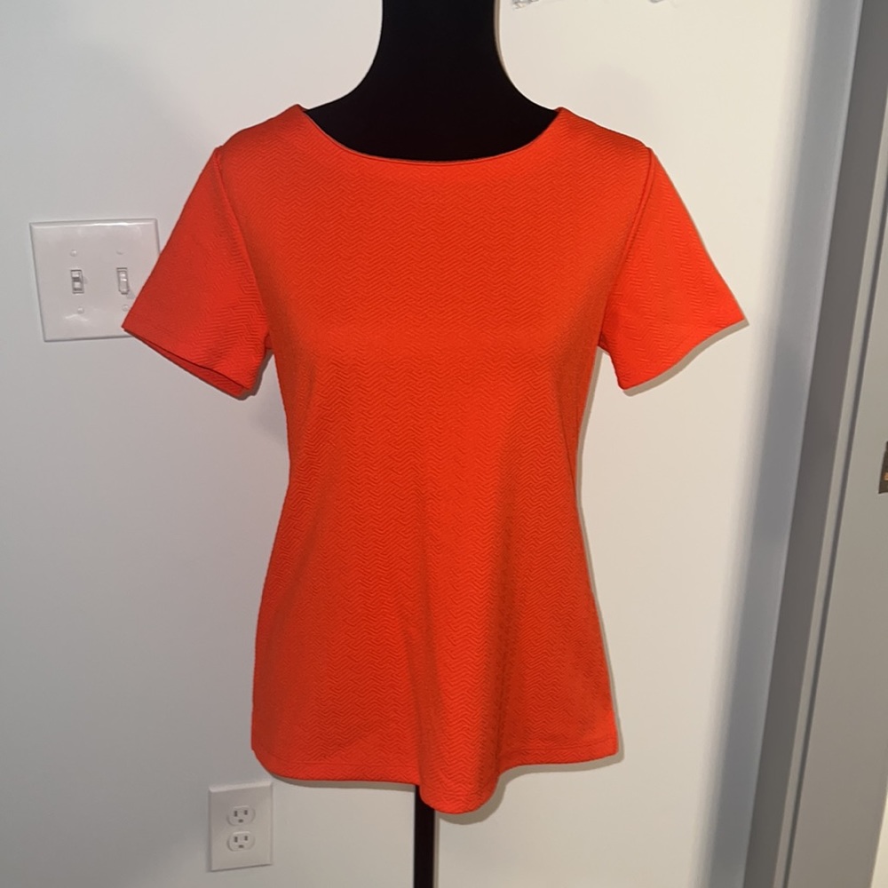 Textured Orange Short-Sleeve Top
